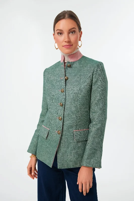 Massive Deals zip-up jacketGreen Linen Camille Tale Jacket