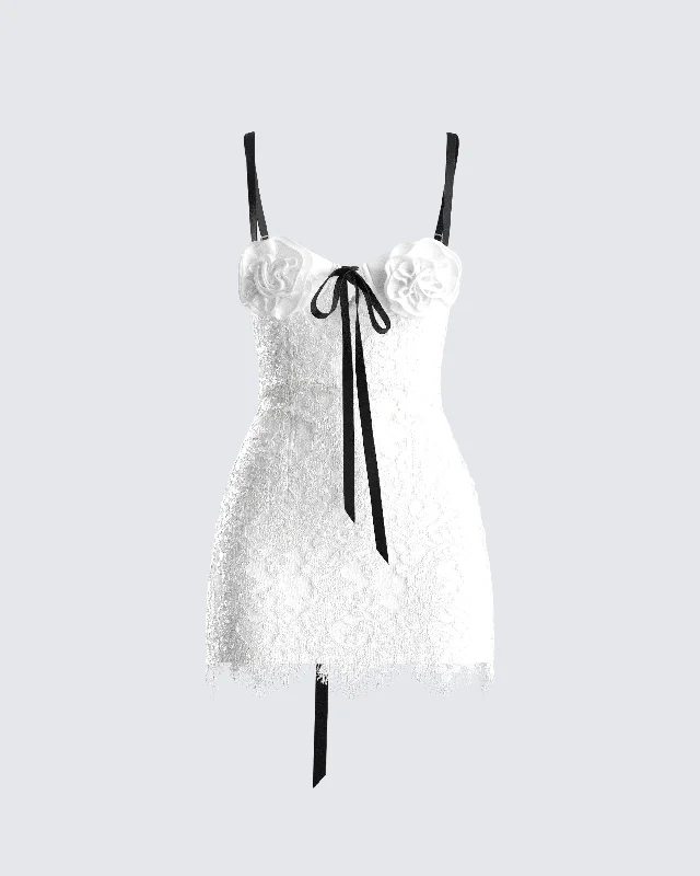 Buy More, Save More comfy dressDaisy White Lace Floral Mini Dress
