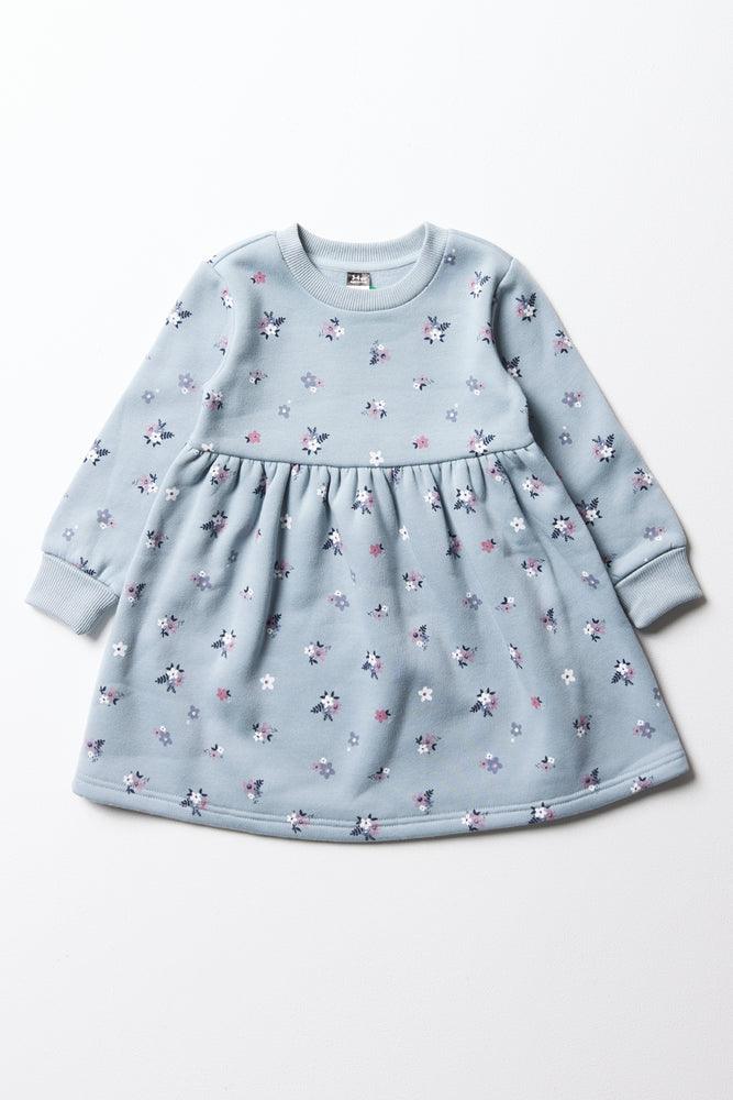 Online Only ashionable dressFloral Fit & Flare Sweat Dress Light Blue