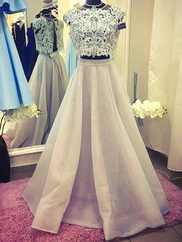 Year-End Clearance Two Piece Prom Dresses A-line Floor-length Halter Organza Long Lace Chic Prom Dress JKL1250 Year-End Clearance Two Piece Prom Dresses A-line Floor-length Halter Organza Long Lace Chic Prom Dress JKL1250