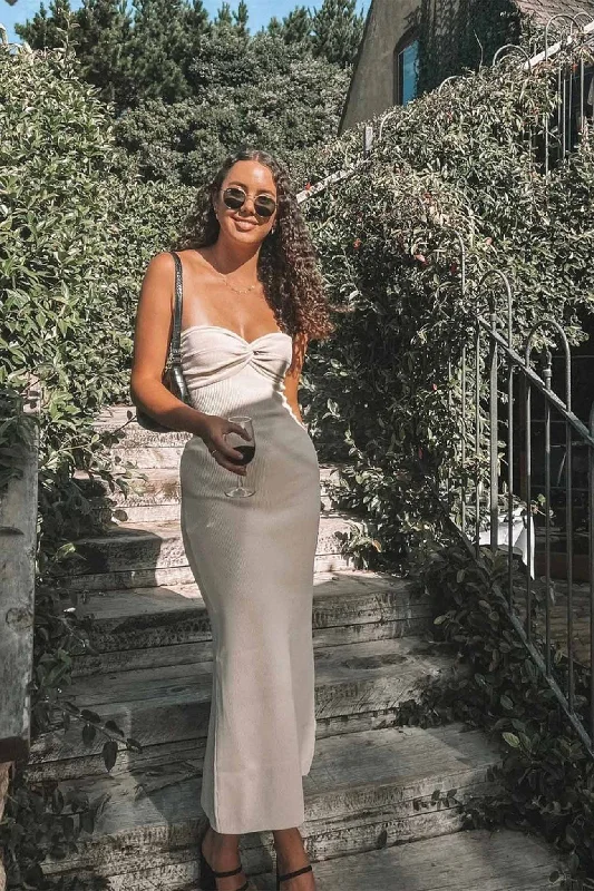 Final Markdown spaghetti strap dressFront Twisted Strapless Knitted Dress