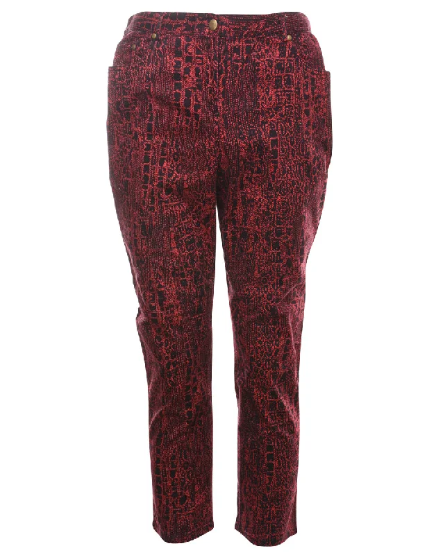 Grand Opening Sale premium coatSnakeskin Pattern Red & Black Denim Trousers - W33 L27