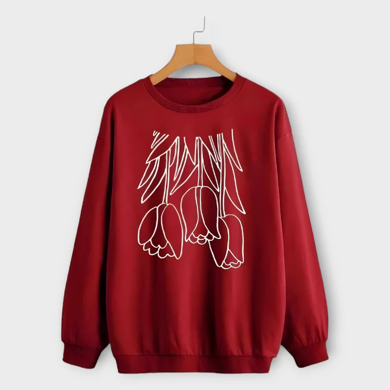 Can't Miss cool activewear hoodieWinter Printed Red Sweatshirt For Womens