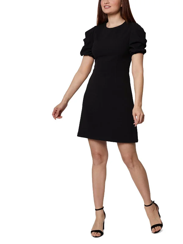 fitted bodycon dressPetites Womens Puff Sleeve Short Mini Dress