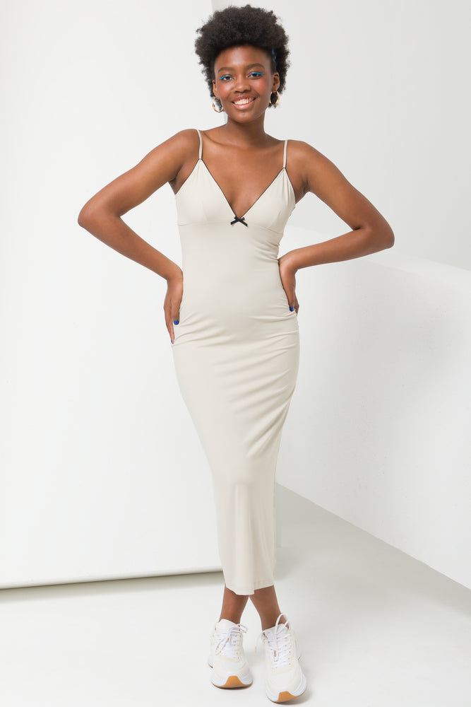 Today's Special draped dressPoly Spandex Slinky Dress Cream