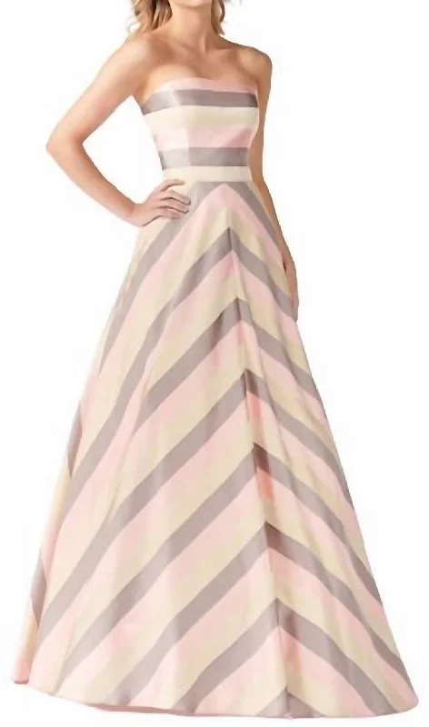 modern dressStrapless Satin Ballgown In Pink Multi