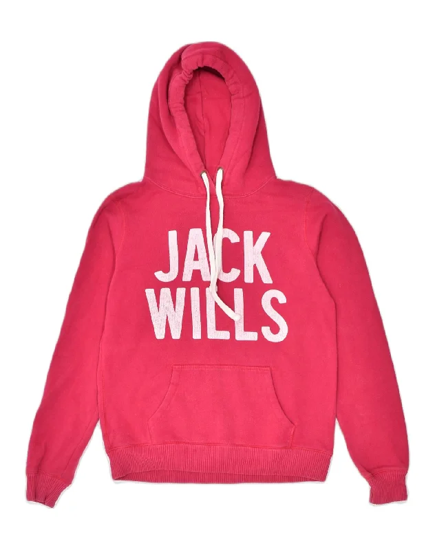 Savings Bonanza minimalist hoodieJACK WILLS Womens Graphic Hoodie Jumper UK 12 Medium Red Cotton