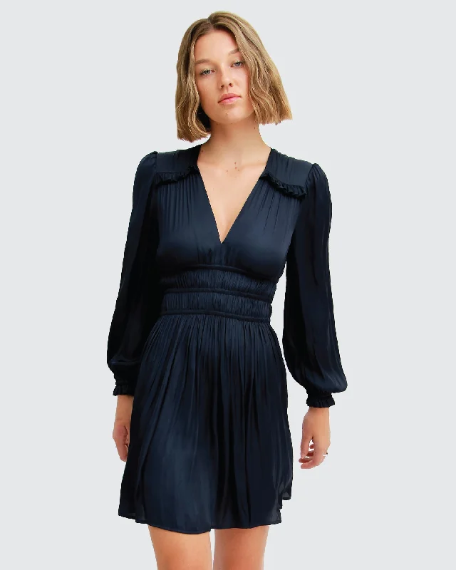 Savings Bonanza sleek midi dressShine Bright Ruched Mini Dress - Navy