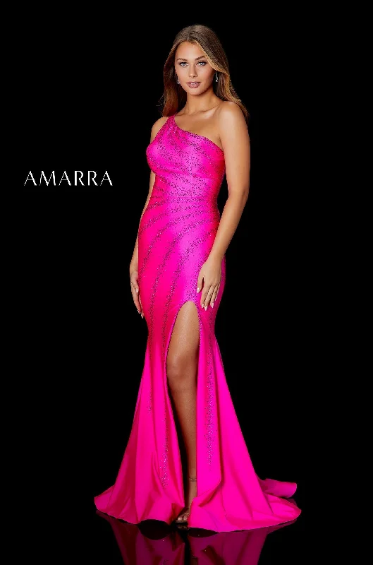 summer dressAmarra 87306 Size 12 Turq Long Fitted Jersey One Shoulder Crystal Embellished Dress Slit Prom Pageant