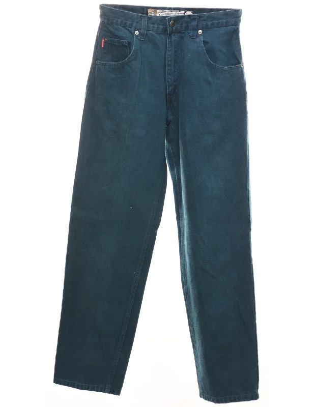 leather style jacketTeal Mid-Rise Tapered Jeans - W30 L32