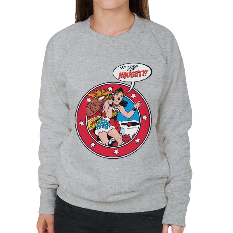 retro sports hoodieWonder Woman Christmas No Time For Naughty Women's Sweatshirt