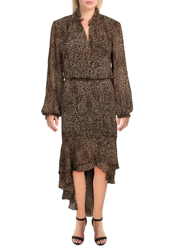 Super Sale comfy dressWomens Animal Print Hi-Low Maxi Dress