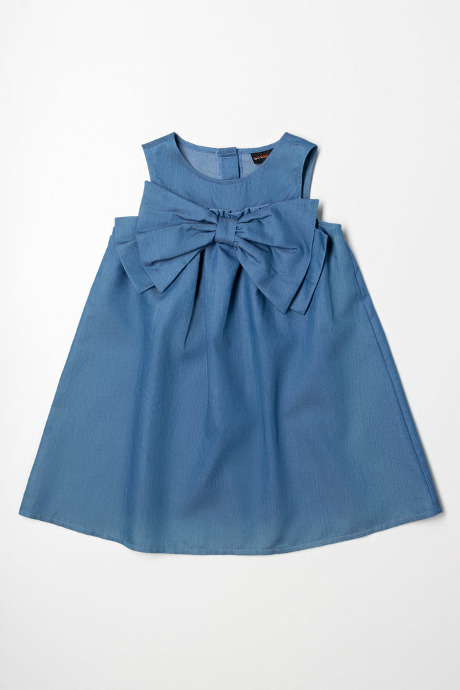 Grand Opening Sale office dressA-Line Denim Bow Dress Blue
