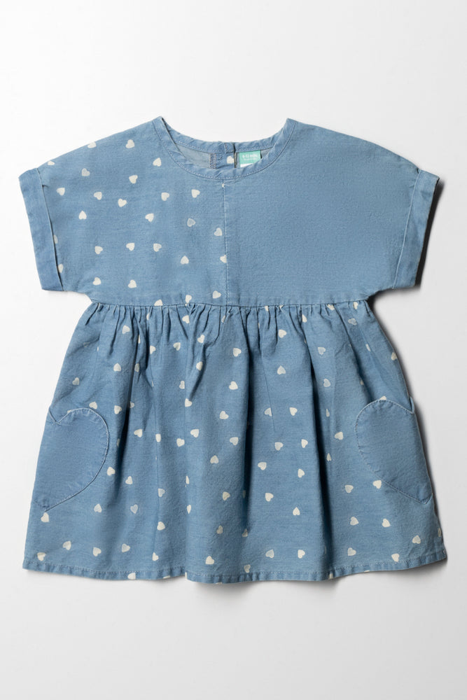Fantastic Offers draped dressPrinted Denim Dress Blue