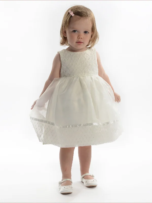 Special Savings Flower Girl Dresses Scoop Beading Knee-length Ivory Organza JKF003