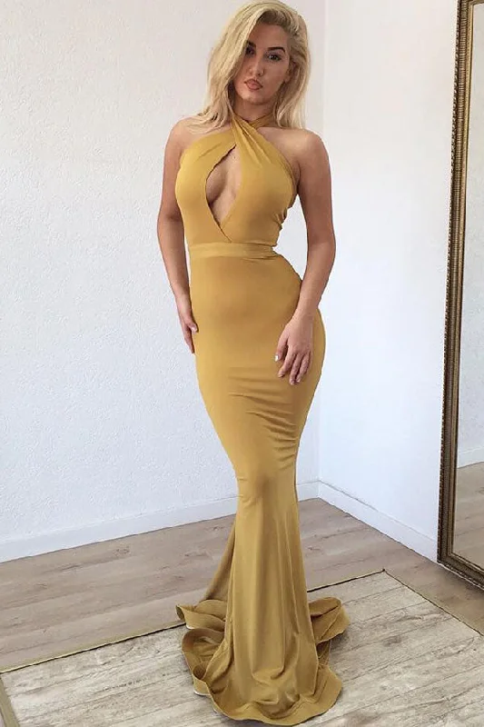 Deal Alert New Arrival Ginger Halter Keyhole Mermaid Long Prom Party Gowns on Sale Deal Alert New Arrival Ginger Halter Keyhole Mermaid Long Prom Party Gowns on Sale