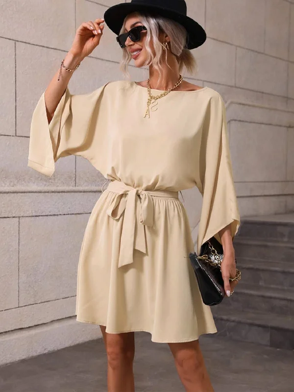 chic dressTie Waist Kimono Sleeve Mini Dress