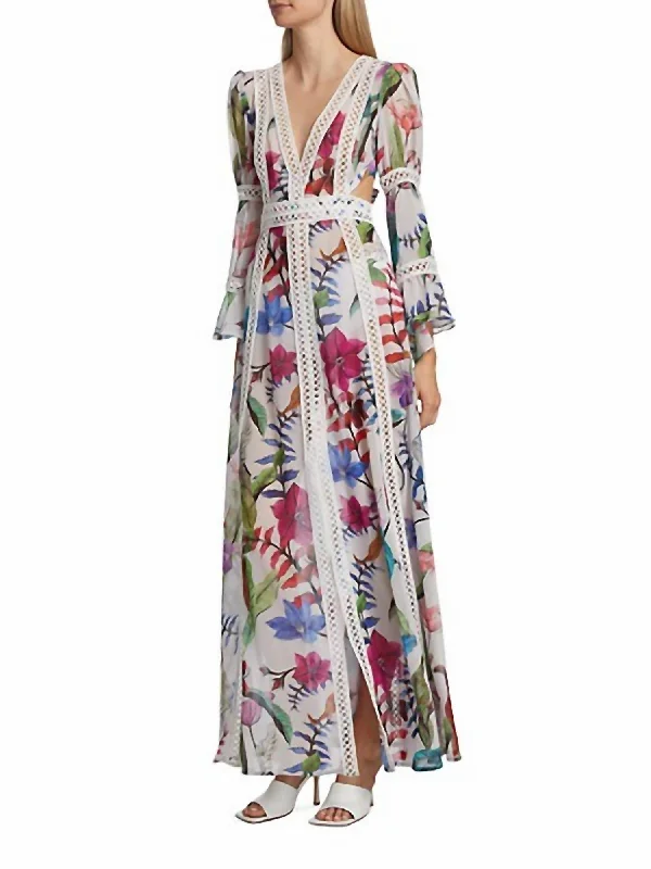 Price Slash pleated maxi dressZamia Lace Trim Maxi Dress in White Multi