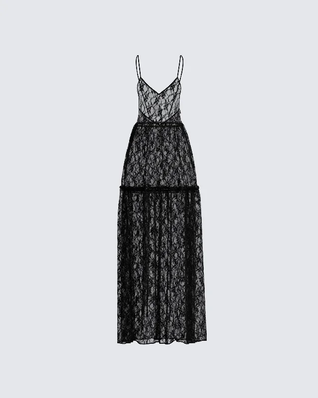 Unbeatable Prices form-fitting dressMarina Black Lace Sheer Maxi Dress