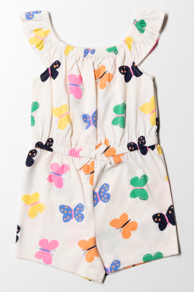 Inventory Reduction ruched dressColourful Butterflies Short-All White