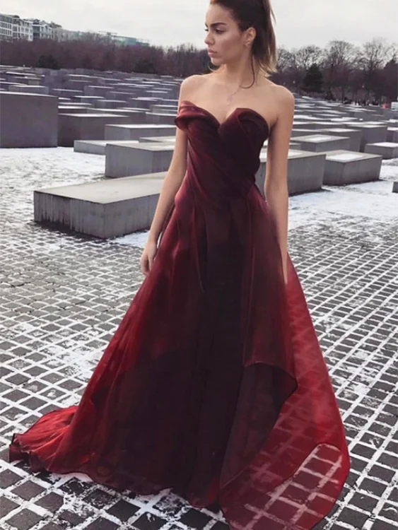Limited Stock Burgundy Prom Dresses Sweetheart Long A-line Organza Simple Cheap Prom Dress JKL1207 Limited Stock Burgundy Prom Dresses Sweetheart Long A-line Organza Simple Cheap Prom Dress JKL1207