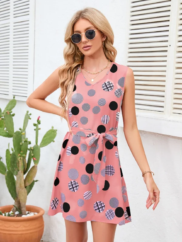 summer dressTied Polka Dot V-Neck Dress