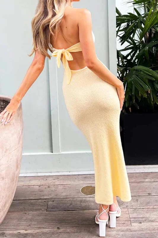 Big Discounts v-neck dressLow Cut Tie-back Strapless Dress