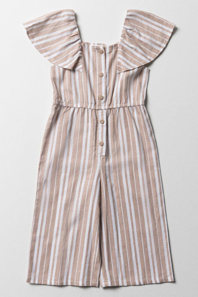 Exclusive Savings evening dressStripe Jumpsuit With Frill Sleeves Natural
