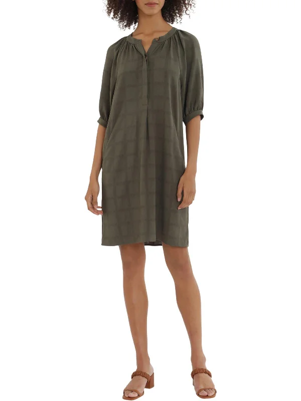 Steals and Deals puff sleeve dressWomens Collared Knee Length Shirtdress