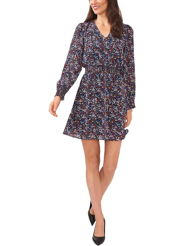 form-fitting dressPetites Womens Floral Short Mini Dress