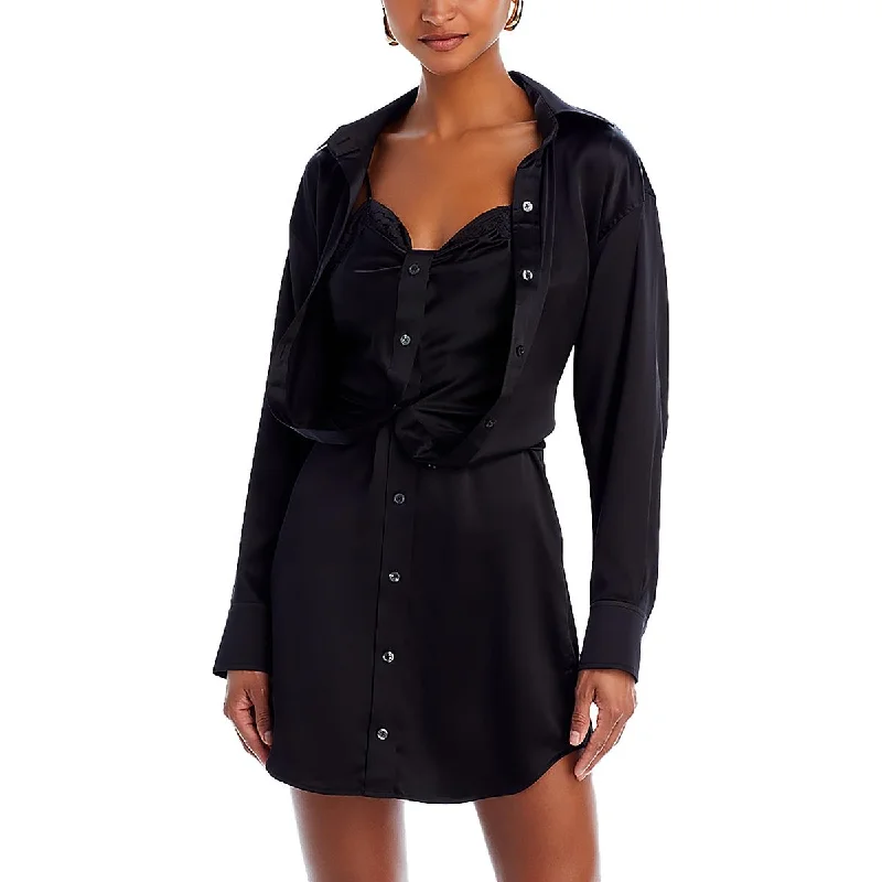 off-the-shoulder dressAlexander Wang Womens Silk Button Front Shirtdress