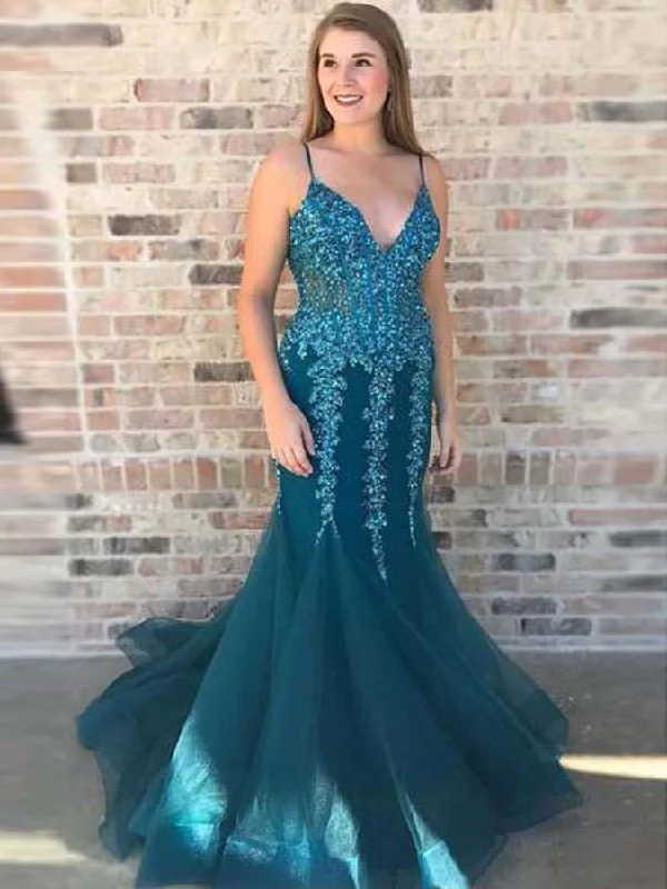 Exclusive Offers Mermaid Prom Dresses Spaghetti Straps Trumpet Long Tulle Prom Dress JKL836 Exclusive Offers Mermaid Prom Dresses Spaghetti Straps Trumpet Long Tulle Prom Dress JKL836