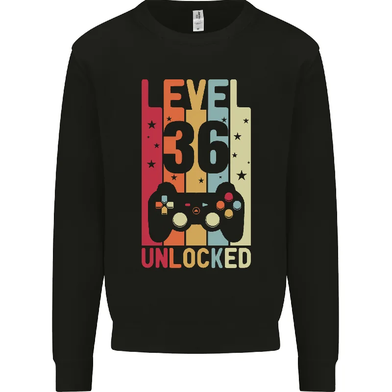 fitness hoodie for training36th Birthday Level 36 Gaming Sweatshirt for Men - Video Game Theme Gift