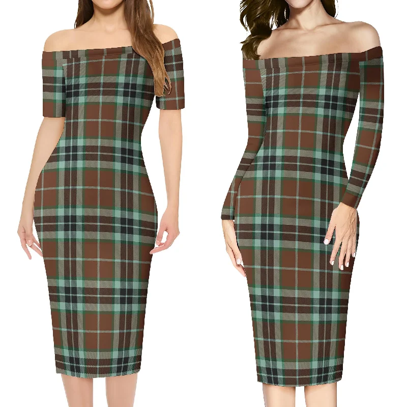 Act Now Thomson Hunting Modern Tartan Off Shoulder Lady Dress