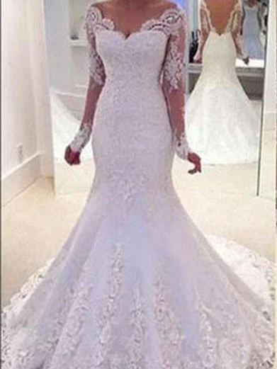 Overstock Sale Sexy Wedding Dresses V-neck Trumpet/Mermaid Appliques Tulle Bridal Gown JKW098 Overstock Sale Sexy Wedding Dresses V-neck Trumpet/Mermaid Appliques Tulle Bridal Gown JKW098