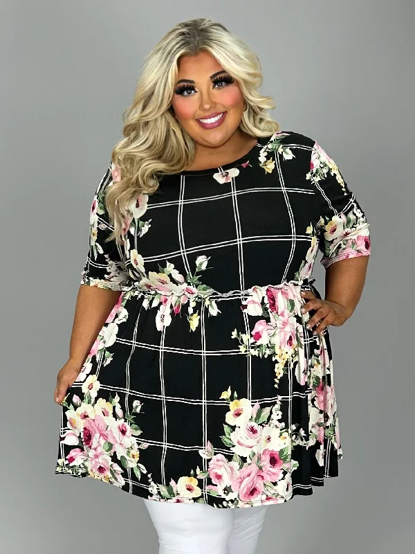 mini dress23 PSS {A New View} Black Floral Babydoll Tunic EXTENDED PLUS SIZE 4X 5X 6X