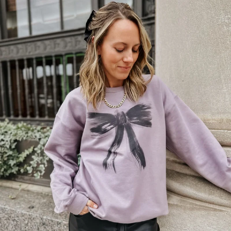 Limited Time Offer high-end athletic hoodieGrunge Black Bow Crewneck