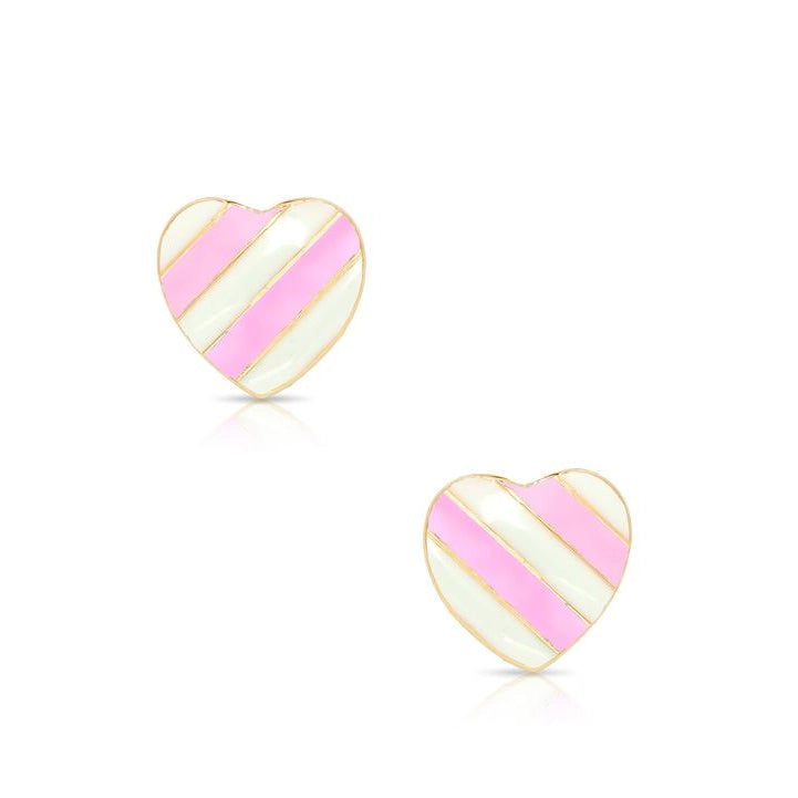 textured dressLily Nily Striped Heart Stud Earrings