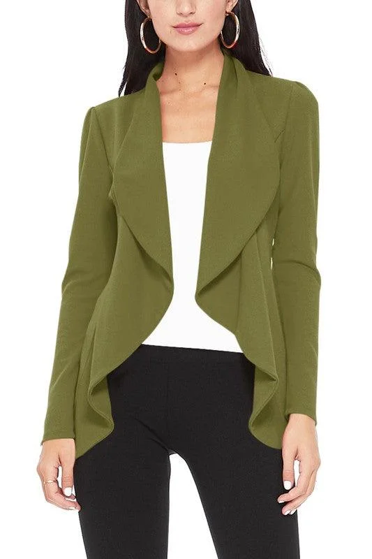 versatile jacketWomen Solid Waist Length Blazer