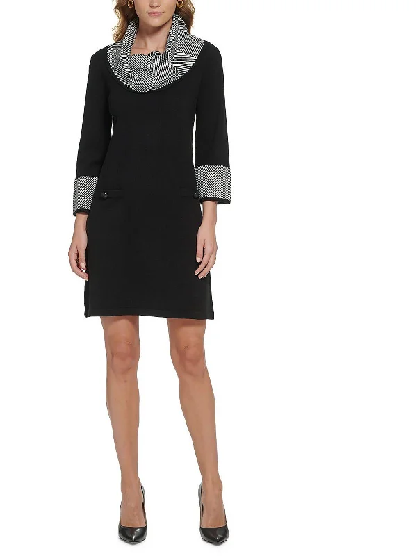 oversized dressPetites Womens Cowl Neck Mini Sweaterdress