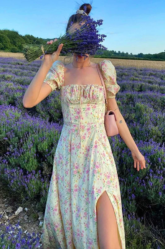 Great Deals vintage-inspired dressFloral Print Backless Corset Maxi Dress