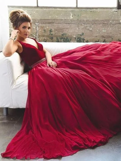 Exclusive Savings Burgundy Prom Dresses Straps V Neck Floor-length Long Chic Prom Dress JKL897 Exclusive Savings Burgundy Prom Dresses Straps V Neck Floor-length Long Chic Prom Dress JKL897