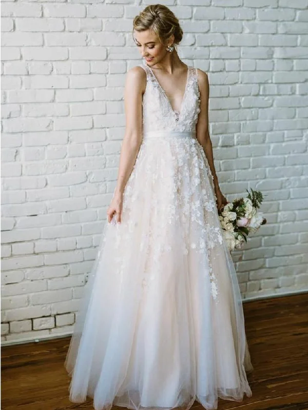 Early Access Beautiful Wedding Dresses with Straps A-line Beading Lace Romantic Bridal Gown JKW293
