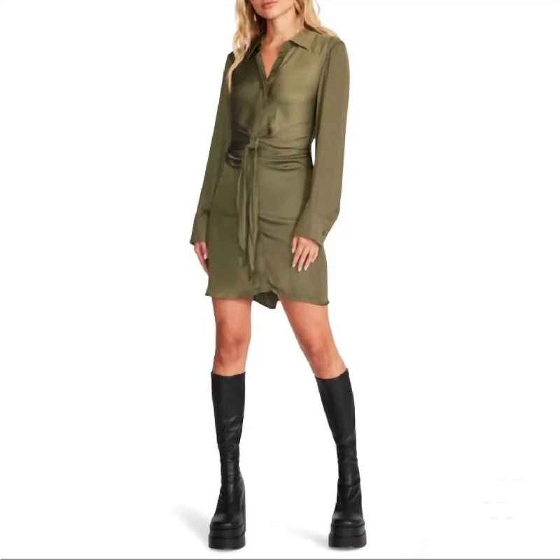 Now or Never wool dressTie Curious Mini Dress in Olive Nights