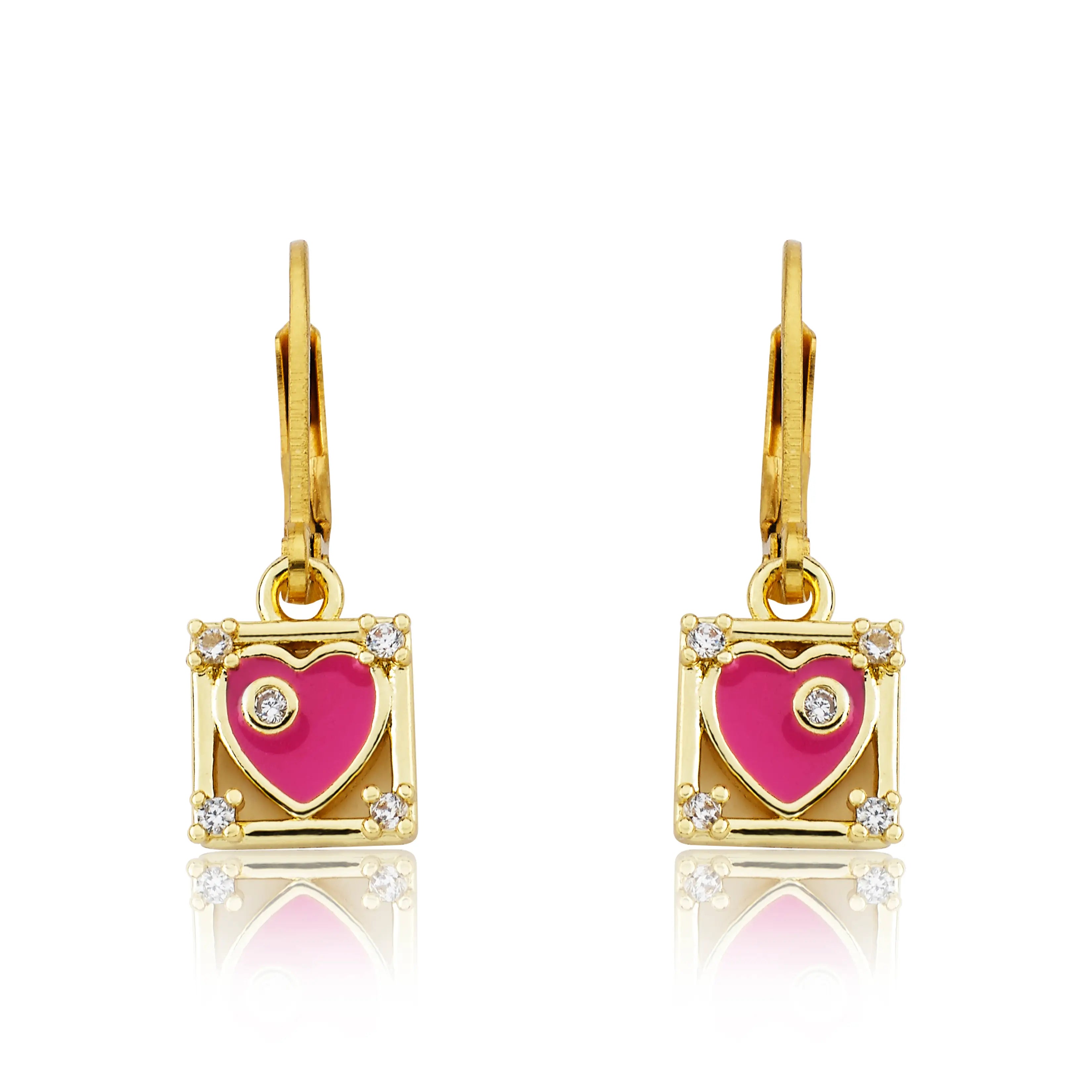 elegant dressTwin Star Enamel Heart Square Dangle Earring