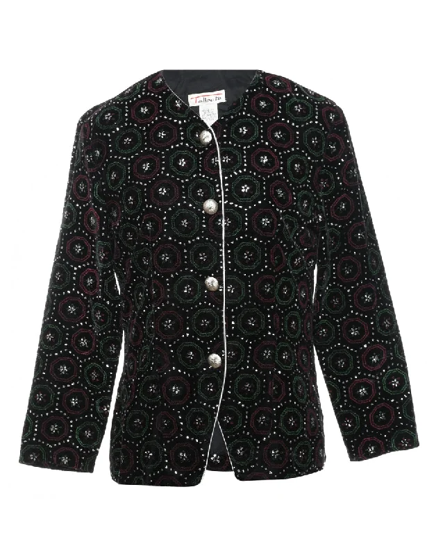 relaxed fit jacketSparkly Effect Patterned Velvet Evening Jacket - M