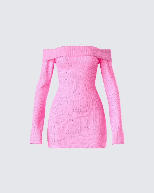 One-DAY Sale flowy dressAbeni Pink Sweater Mini Dress