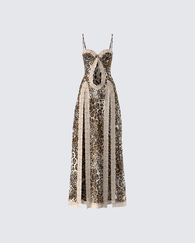 Lowest Price satin dressRoyan Leopard Print Maxi Dress