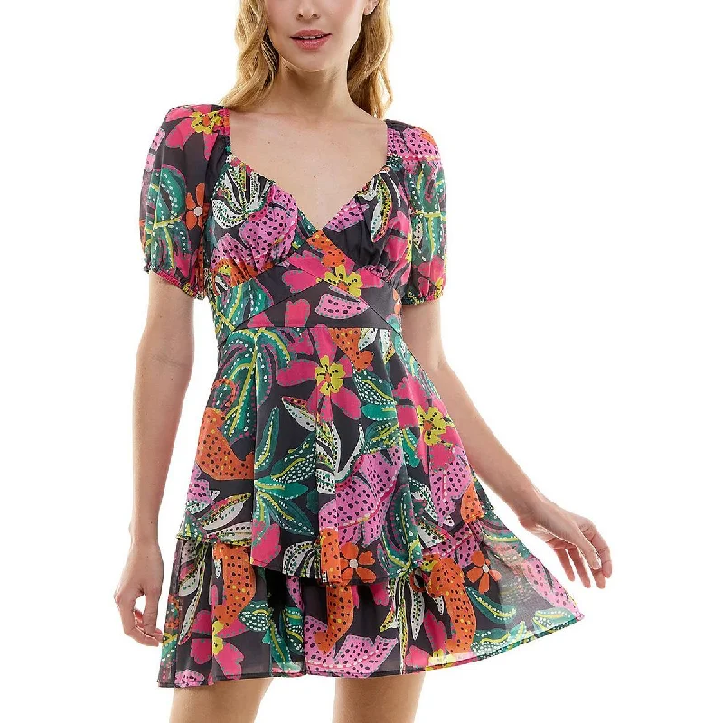 elegant evening dressCrystal Doll Womens Juniors Printed Above Knee Fit & Flare Dress