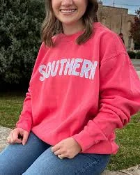 lightweight puffer jacketSouthern Fried Cotton Comfy Crew Arch Sweatshirt in Watermelon